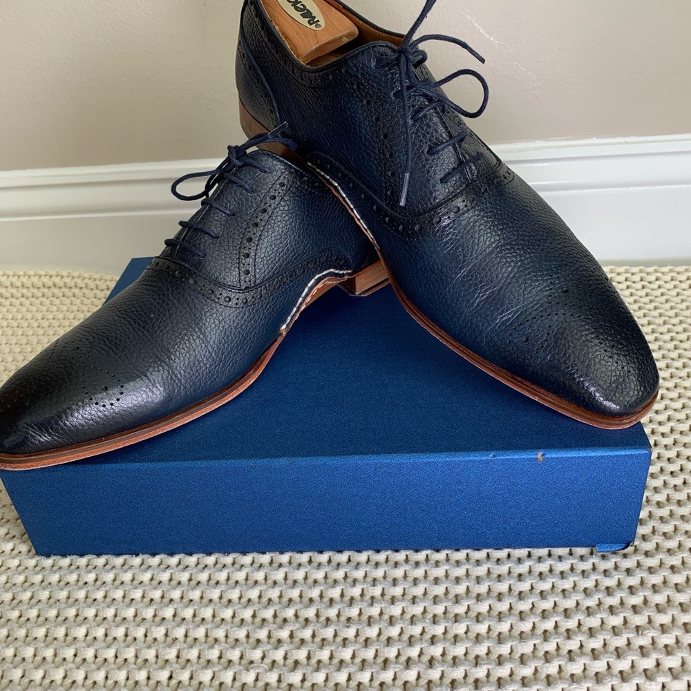 VINCI Handmade Men’s Draco Oxford Dress Shoes NavyLeather EU 44  US 10.5/11